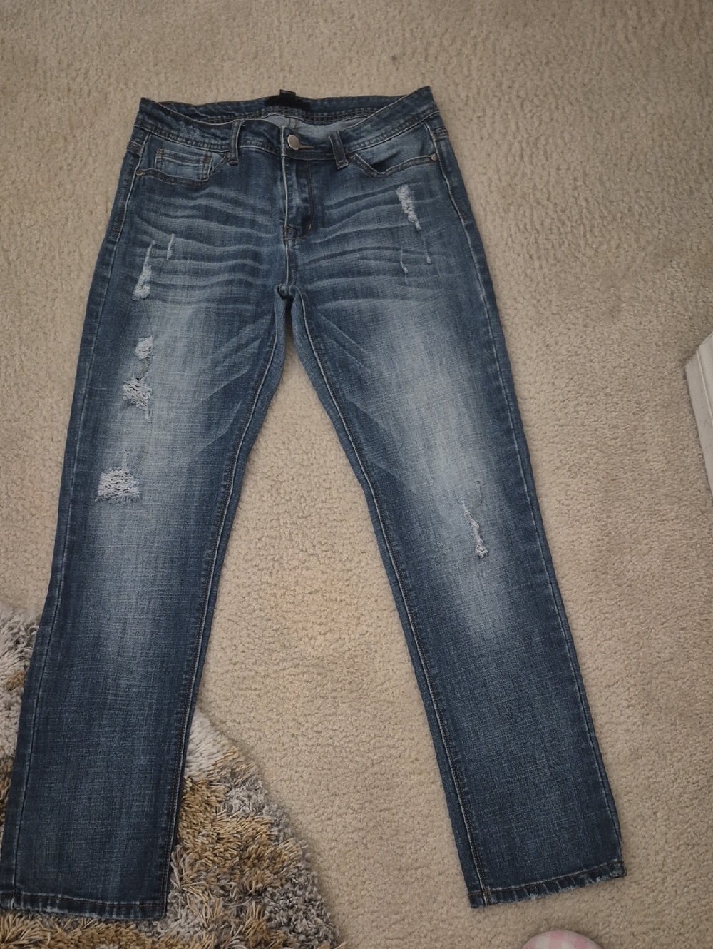 Forever 21 Blue Denim Jeans with Brown Stitching